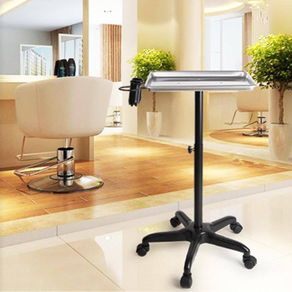 YIYIBYUS 1-Tier Metal Height Adjustable 5-Wheeled Salon Tray in Silver HP-WMTZXL-168