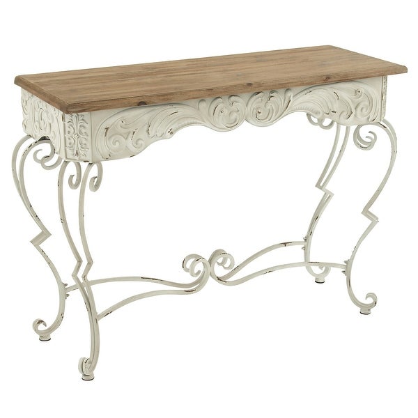 White Iron Farmhouse Console Table 32 x 42 x 16