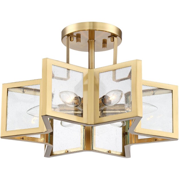 Wide Warm Brass 6 light Clear Glass For Bedroom Kitchen Living Room