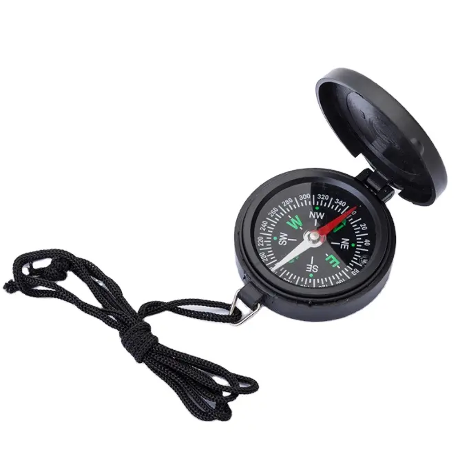 Light Clamshell Compass Lanyard Cheap Pocket Compass Gift for Son Precise Durable Drawing Hiking Camping Traveling