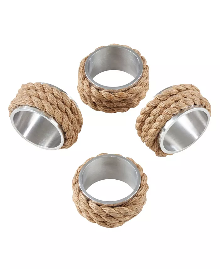 Saro Lifestyle Rope Design Aluminum Napkin Ring Set of 4