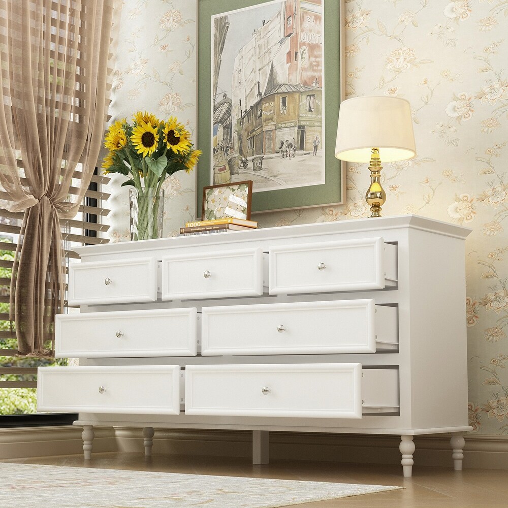 7 Drawer Double Dresser Chest Dresser Sideboard Lacquer For Bedroom