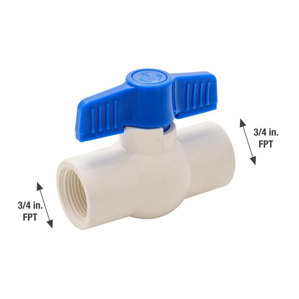 Everbilt 34 in. PVC FIP x FIP Sch. 40 Ball Valve 107-134EB