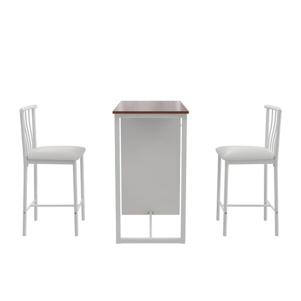 3-Piece Counter Height Dining Set with Storage， White