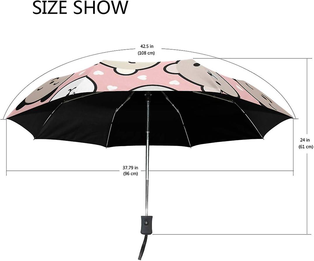 Travel Umbrella Automatic Windproof Foldable Umbrella Cute Panda Bear