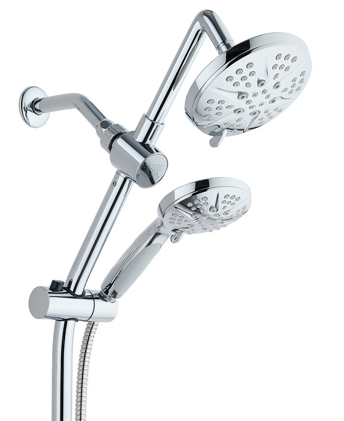 HotelSpa Adjustable Drill-Free Slide Bar with 48-setting Shower Head Combo and Height Extension Arm