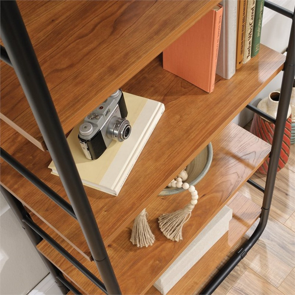 Pemberly Row Engineered Wood 5 Shelf Bookcase in Prairie Cherry   Industrial   Bookcases   by Homesquare  Houzz