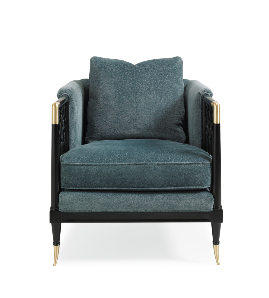 Upholstered Velvet Chair With Lattice Detail   Mediterranean   Armchairs And Accent Chairs   by Caracole  Houzz