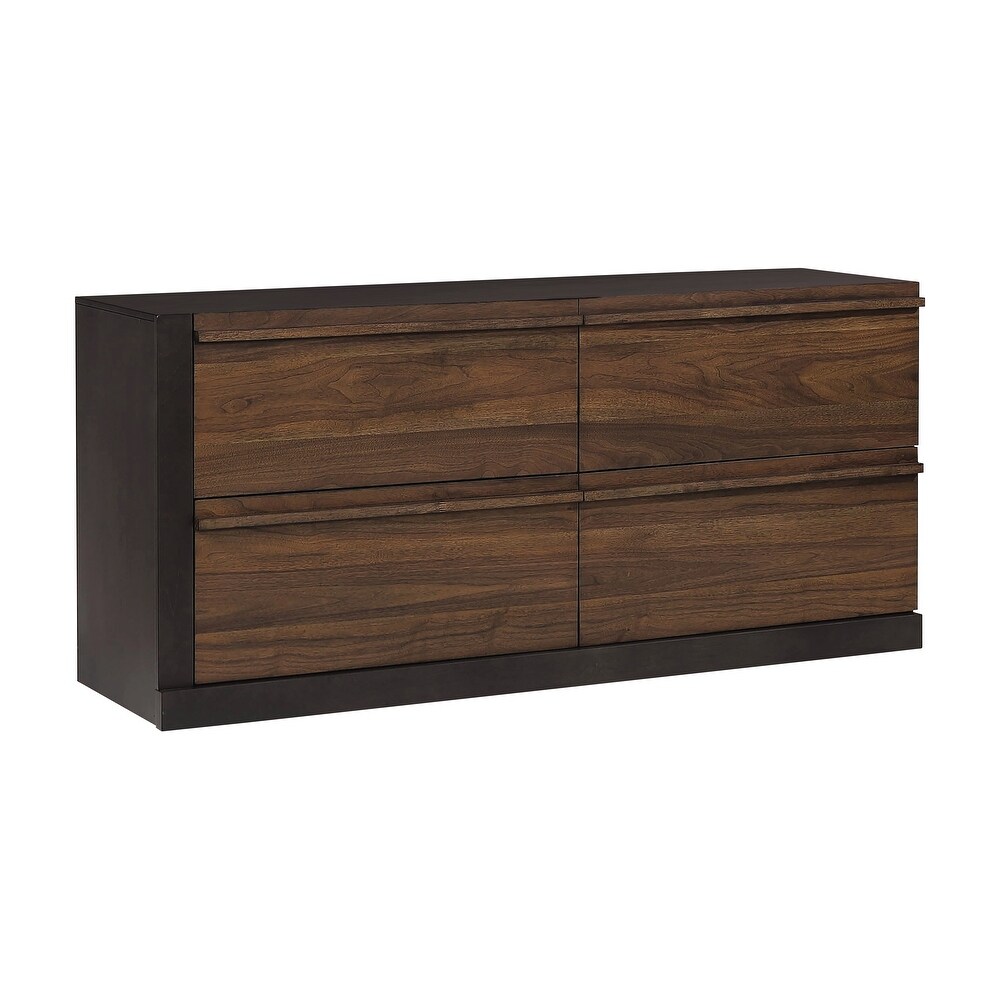 Gracia Walnut 4 piece Bedroom Set with 2 Nightstands and Dresser