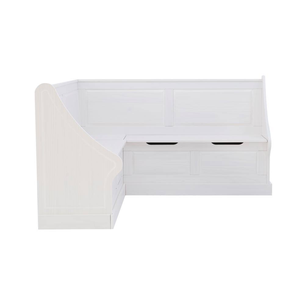 Linon Home Decor Linon Barnett White Corner Breakfast Nook 37.38 in. Tall THD02677