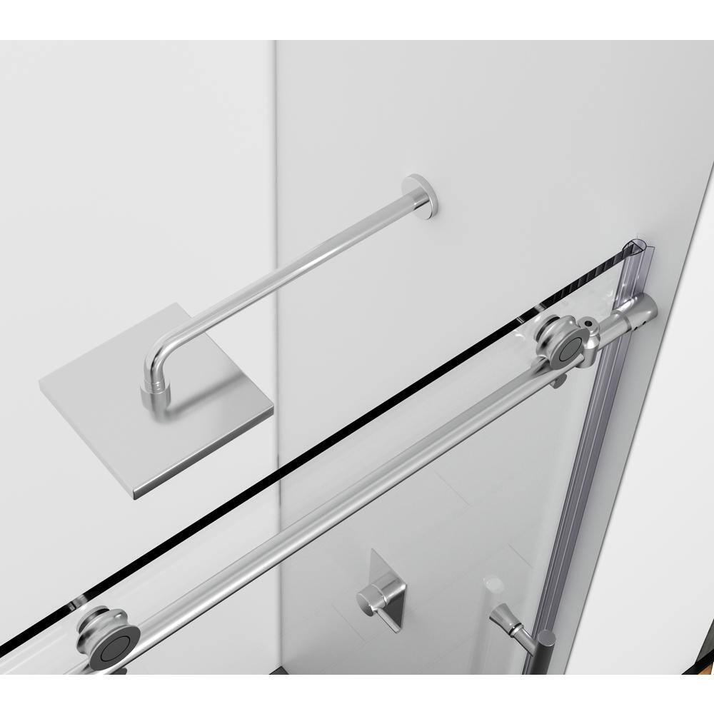 Simply Living 60 in. W x 60 in. H Frameless Sliding Tub Door in Polished Chrome with Clear Glass TBDR1113030CH