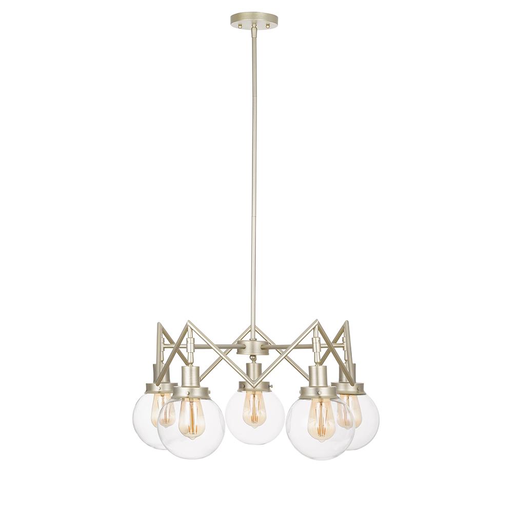 Cresswell Lighting Modern 5-Light Champagne Metal Chandelier， LED Bulb Included