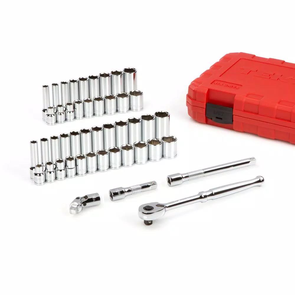 TEKTON 3/8 in. Drive 6-Point Socket and Ratchet Set (47-Piece) (5/16 in. and#8211; 3/4 in.， 8 mm and#8211; 19 mm) and#8211; XDC Depot