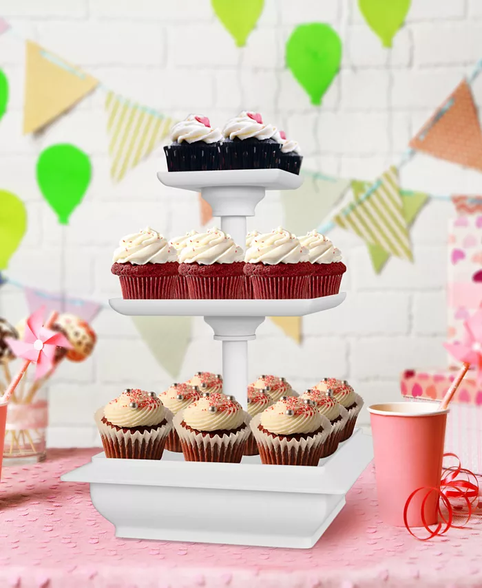 Trademark Global Three Tier Cupcake Dessert Stand Tray by Chef Buddy 12.5 x 10 x 10