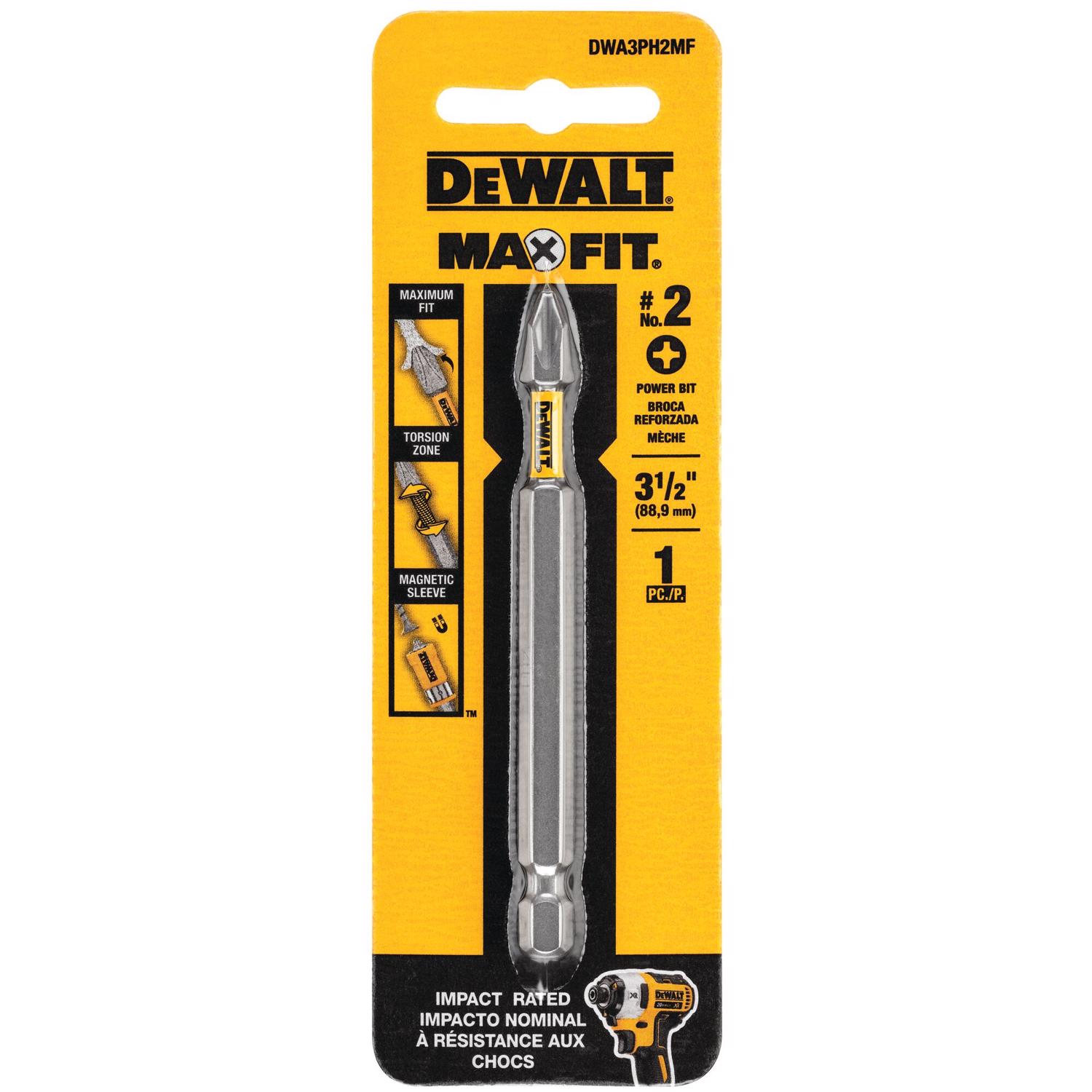 DW Max Fit Phillips #2 X 3.5 in. L Screwdriver Bit Steel 1 pk