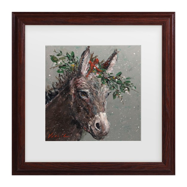 Trademark Fine Art mary Miller Veazie x27 mary Beth The Christmas Donkey x27 Matted Framed Art