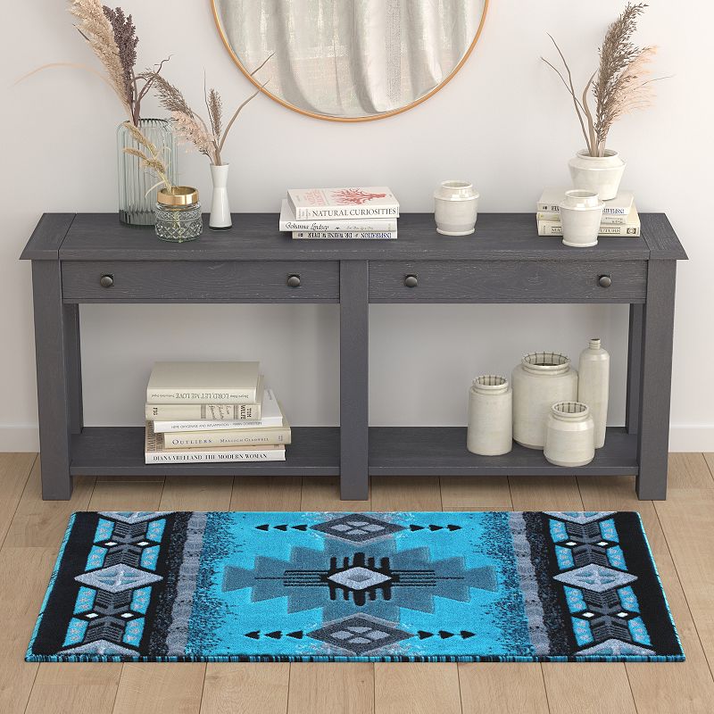 Masada Rugs Masada Rugs 3'x5' Southwest Native American Area Rug - Design C318 Turquoise