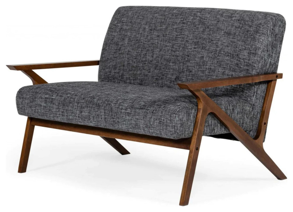 Rhett Mid  Century Walnut and Gray Loveseat   Midcentury   Loveseats   by V.S.D Furniture  Houzz