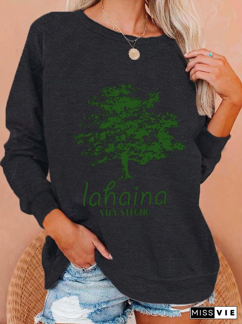 Women's Lahaina Strong Hawaii Tree of Life Aug 8 Print Sweatshirt