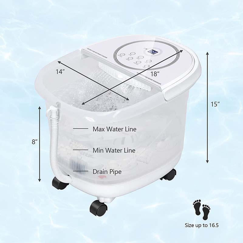 Foot Spa Bath Massager Pedicure Spa Tub with Heat, 2 Rollers, 4 Shiatsu Massagers, Temperature Control, Timer, 3-Angle Shower