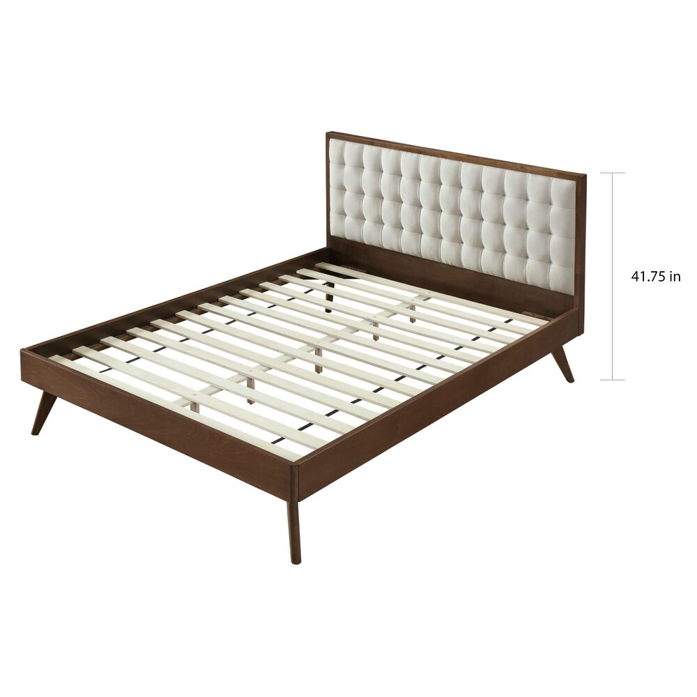 Hughes Mid century Modern Upholstered Platform Bed with Wood Frame