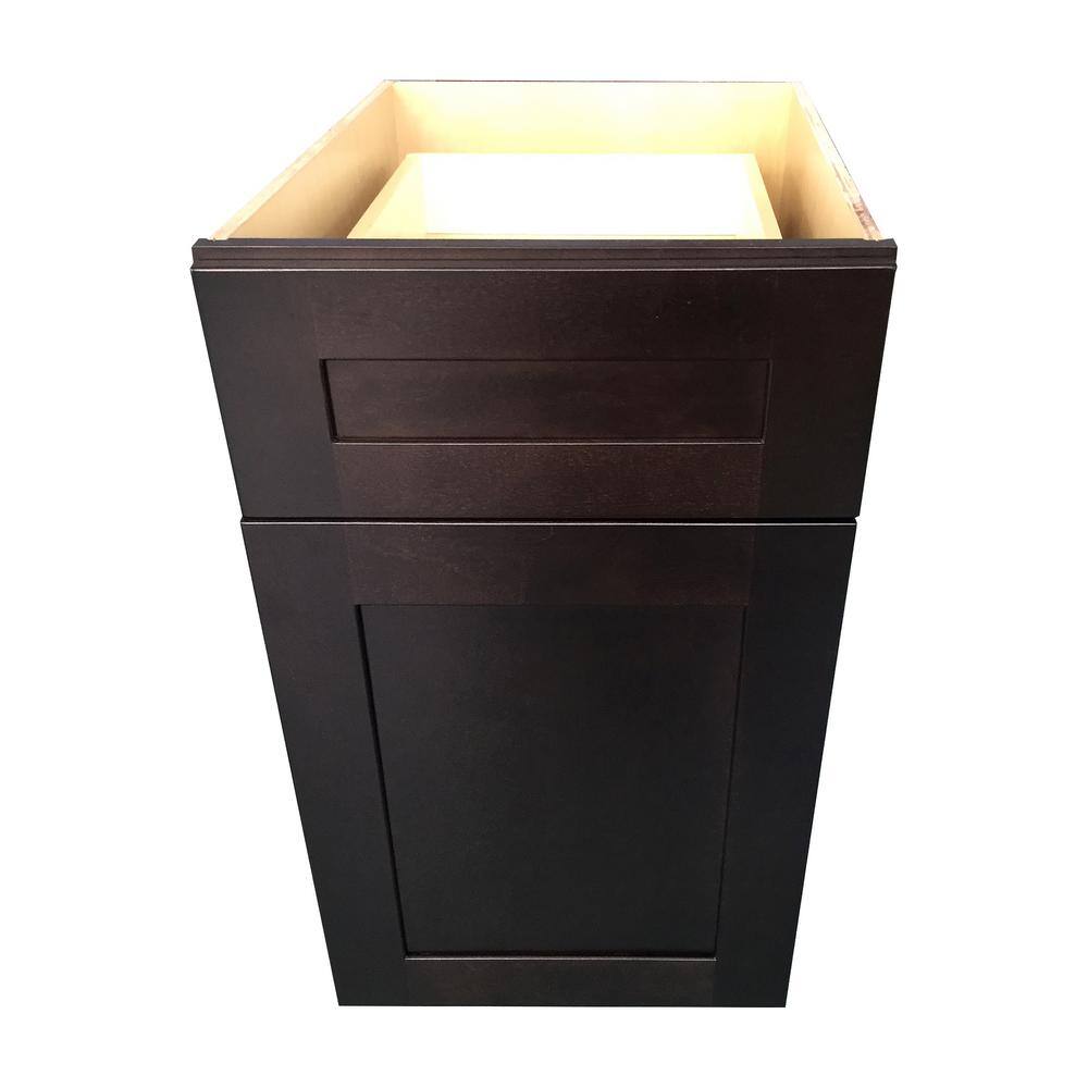 Plywell Ready to Assemble 18 in. x 34.5 in. x 24 in. Shaker Base Cabinet with 1-Door and 1-Drawer in Espresso SExB18