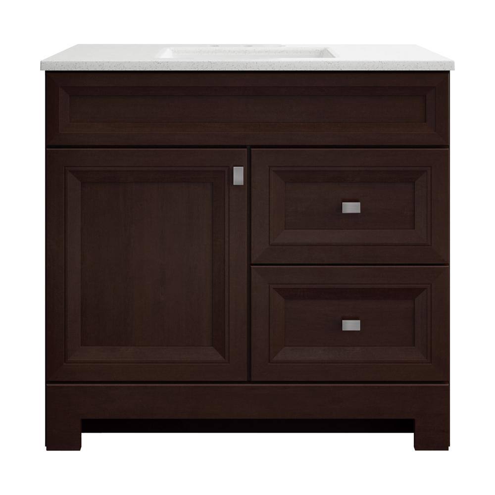 Home Decorators Collection Sedgewood 36.5 in. W Configurable Bath Vanity in Cognac with Solid Surface Top in Arctic with White Sink PPLNKDCG36D