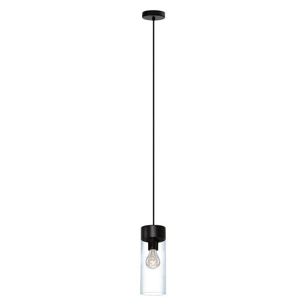 1 light Cylindrical Glass Montey Pendant Matte Black clear Eglo