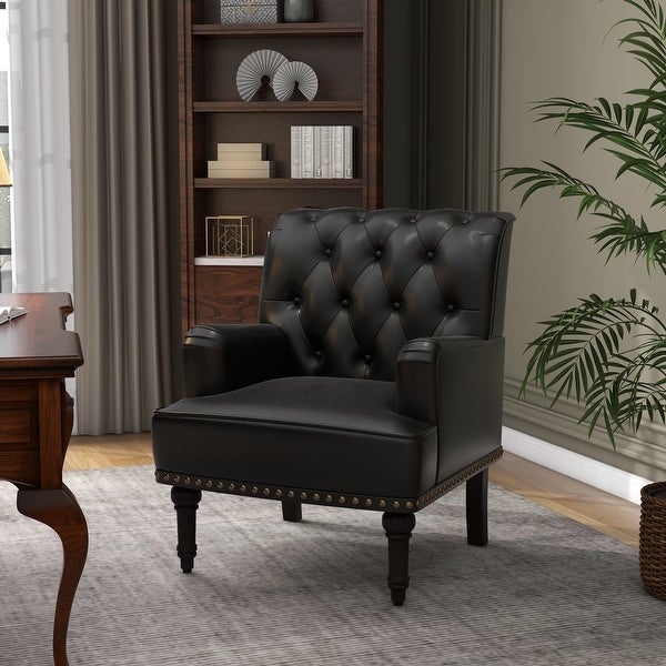 PU Leather Living Room Accent Chair with Tufted Back