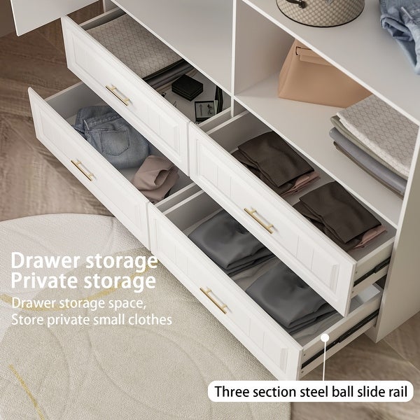 63x93.9 Armoires Wardrobes Hanging 4 Drawers Home Storage Cabinet - - 36519523