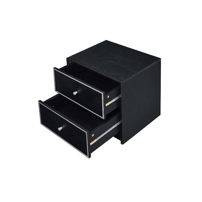 Accent Table with 2 Storage Drawers and Intricate Trimming， Black