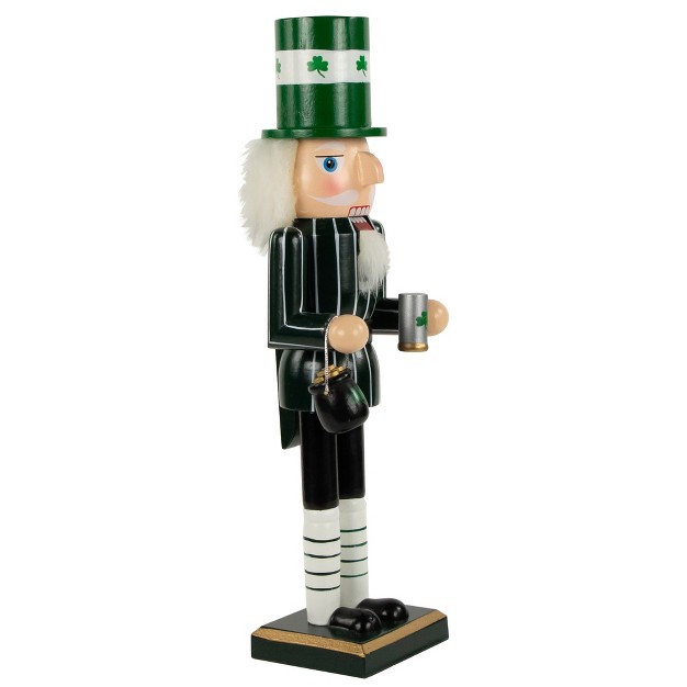 Green Luck Of The Irish Leprechaun Wooden Christmas Nutcracker