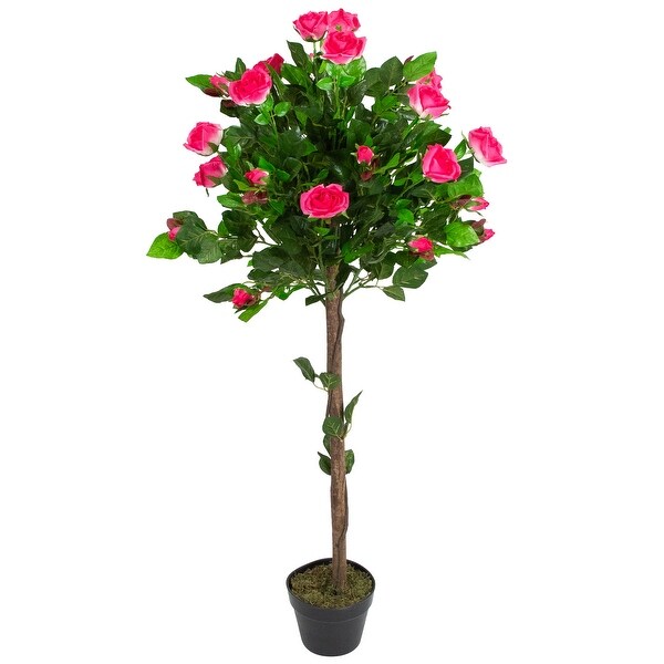 47 Potted Green and Pink Artificial Rose Tree