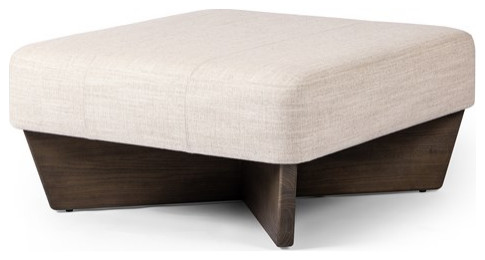 Flurin Square Ottoman Alcala Sand   Transitional   Footstools And Ottomans   by Rustic Home Furniture Deco  Houzz