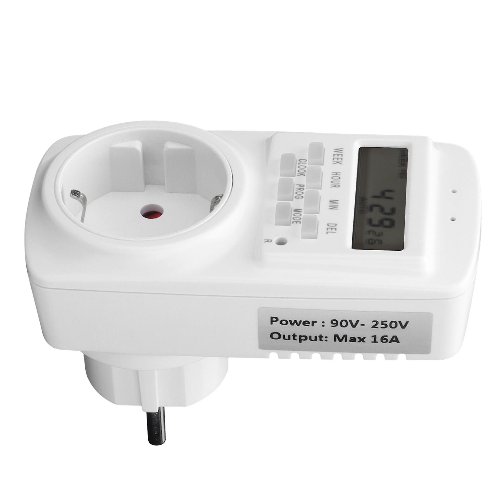 16a Wall Outlet Timer Digital Programmable Light Fan Appliance Cycle Timer Outlet Plug Automatic Power Off Eu 90250v