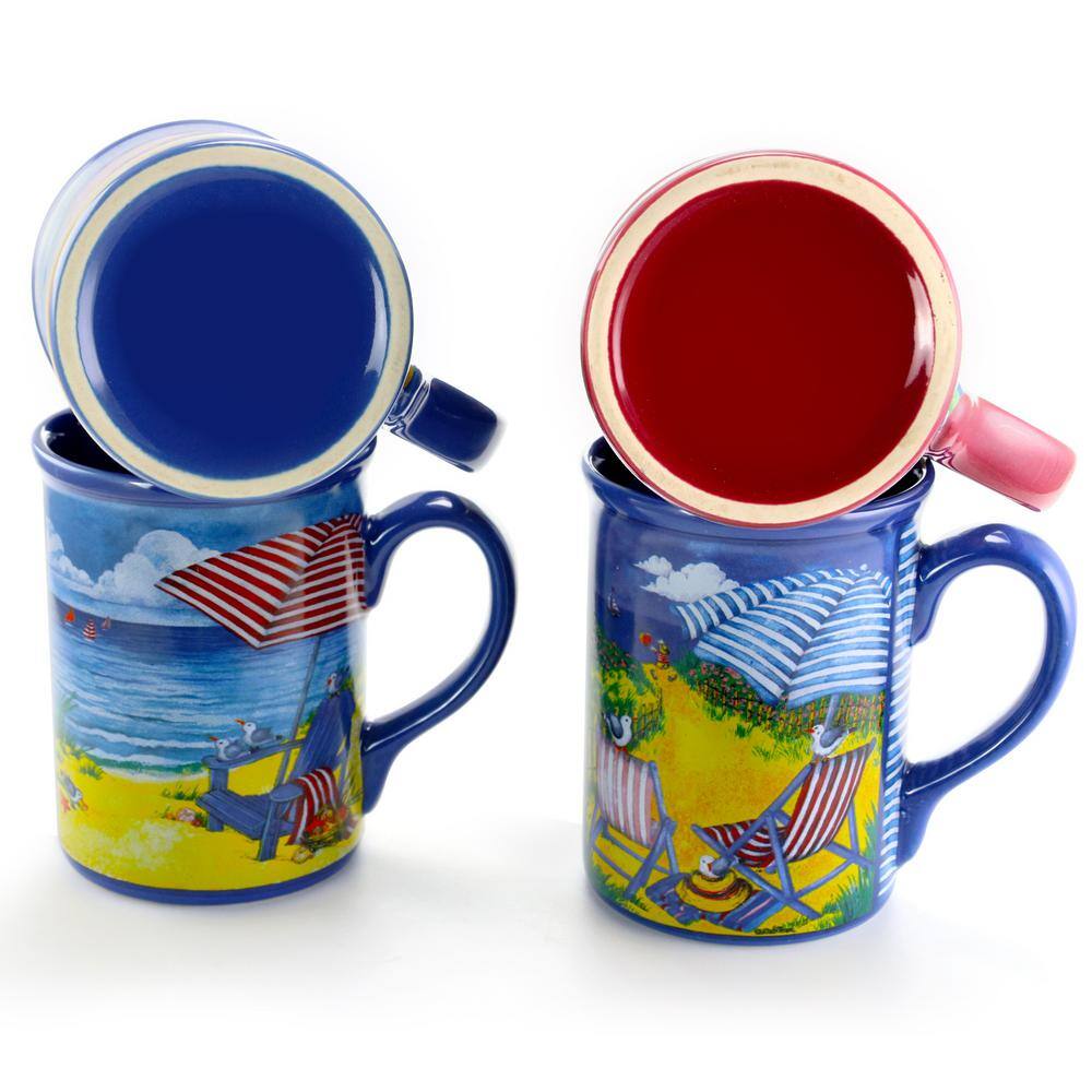 Gibson Home Beachcomber 16 oz. Assorted Designs Mug (Set of 4) 985111871M