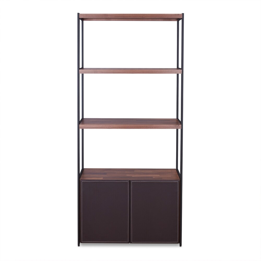 Sara Bookcase in Espresso PU  Walnut   Sandy Black