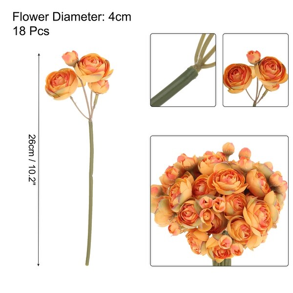 Artificial Ranunculus Flowers，18pcs Faux Silk Flower for Wedding