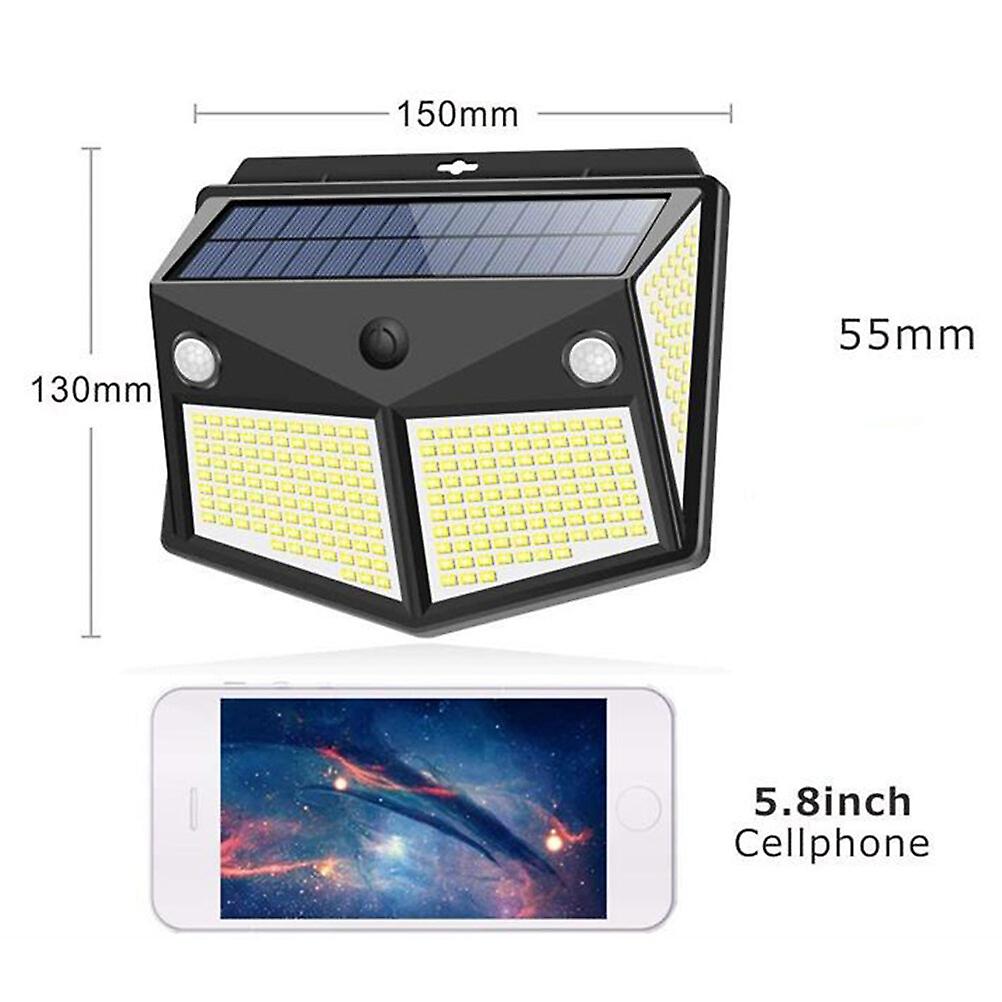 2pcs 260leds Outdoor Solar Wall Lights Double Sensor Four-sided Wall Lamps