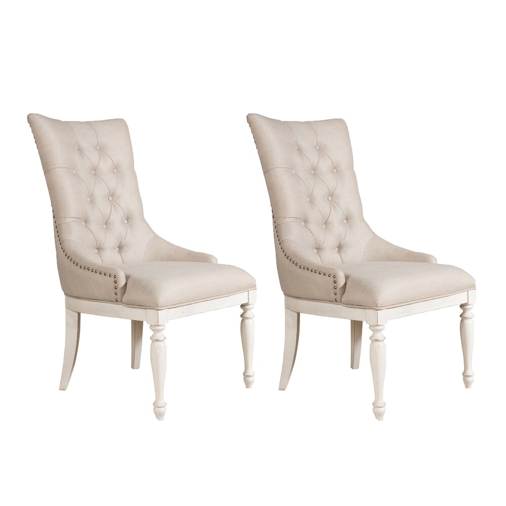 Abbey Road Porcelain White Churchill Brown Uph Side Chair (Set of 2)