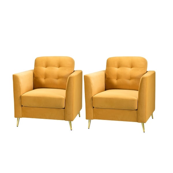 Clara Modern Club Chair with Velvet Tufted Back Set of 2 by HULALA HOME