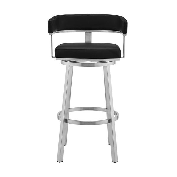 Sez 26 Inch Modern Swivel Counter Stool Arm Chair， Backrest， Steel - 34 H x 22 W x 20 L Inches