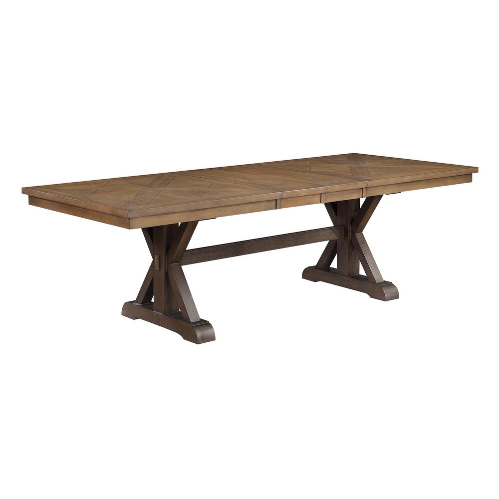 Wheeler Rustic Brown and Oak Dining Table with X Shape Base