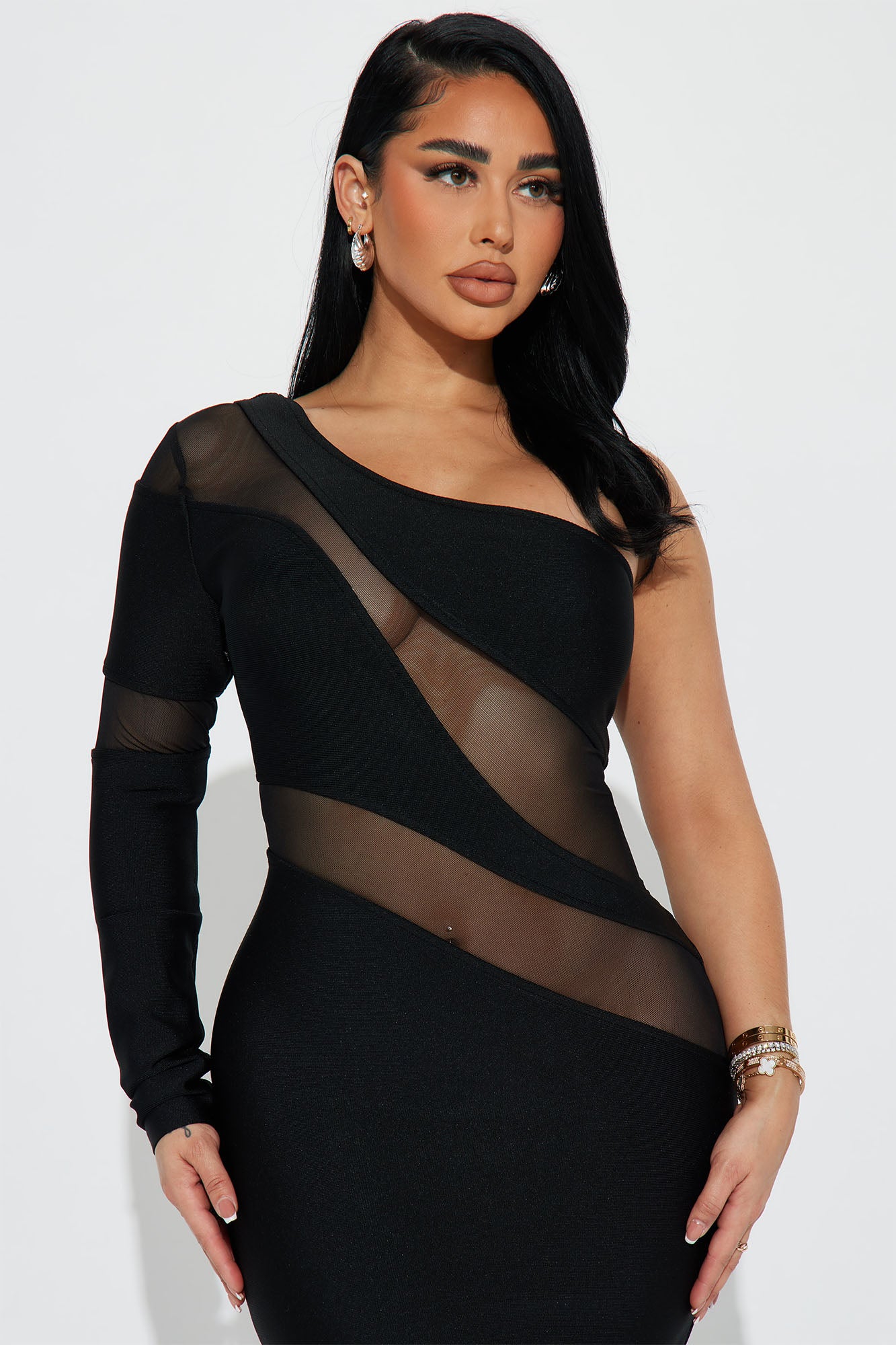 Ava Bandage Midi Dress - Black