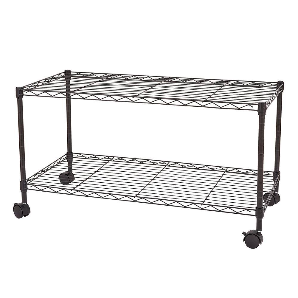 Karl home 2-Shelf Steel 4-Wheeled Media Cart in Black 989073916947