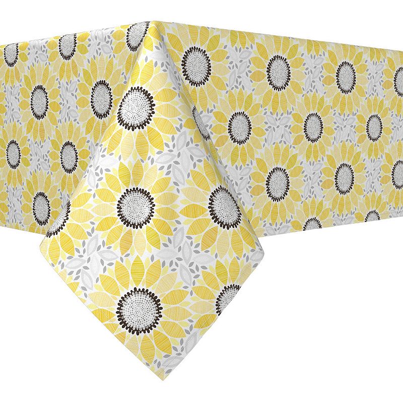 Rectangular Tablecloth， 100% Cotton， 52x104， Abstract Sunflowers