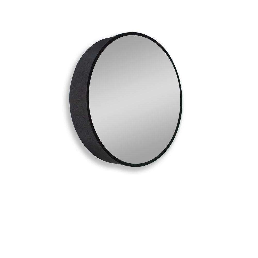 24 in. W x 24 in. H Round Black Iron and Aluminum RecessedSurface Mount Medicine Cabinet with Mirror MC2424-10276