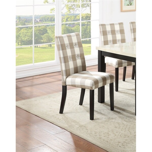 Dining Room Chairs Polyfiber Tufted Set of 2