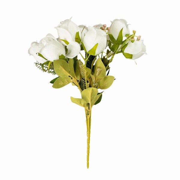 3 Silk Rose Bud Bouquets 13 Inch Artificial Flower