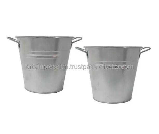 galvanized Aluminium garden planter with handle outdoor factory Handmade planter pot from India garden supplies round Shape Size